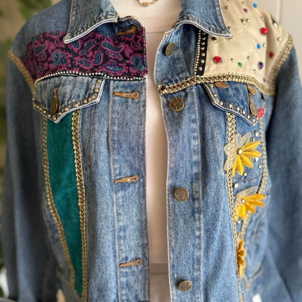 Mavis Denim 100% Cotton Embellished Jacket Women's Size Xs
